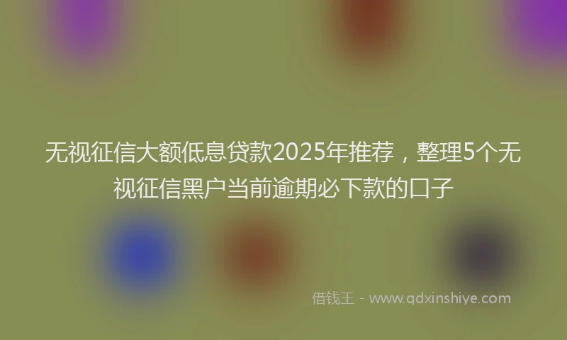无视征信大额低息贷款2025年推荐，整理5个无视征信黑户当前逾期必下款的口子