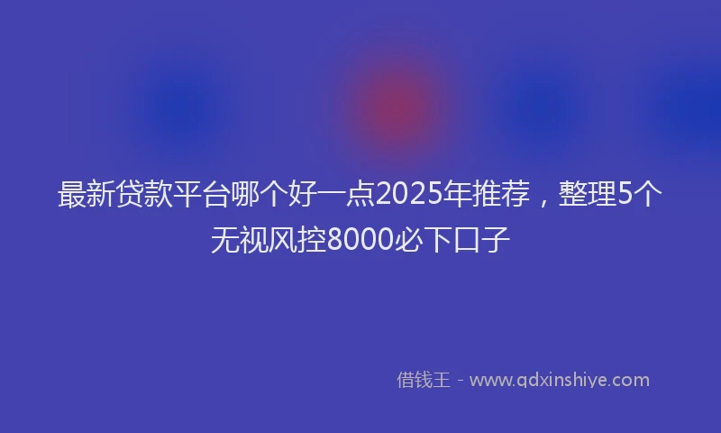 最新贷款平台哪个好一点2025年推荐，整理5个无视风控8000必下口子