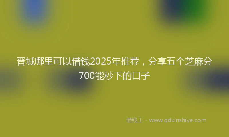 晋城哪里可以借钱2025年推荐，分享五个芝麻分700能秒下的口子