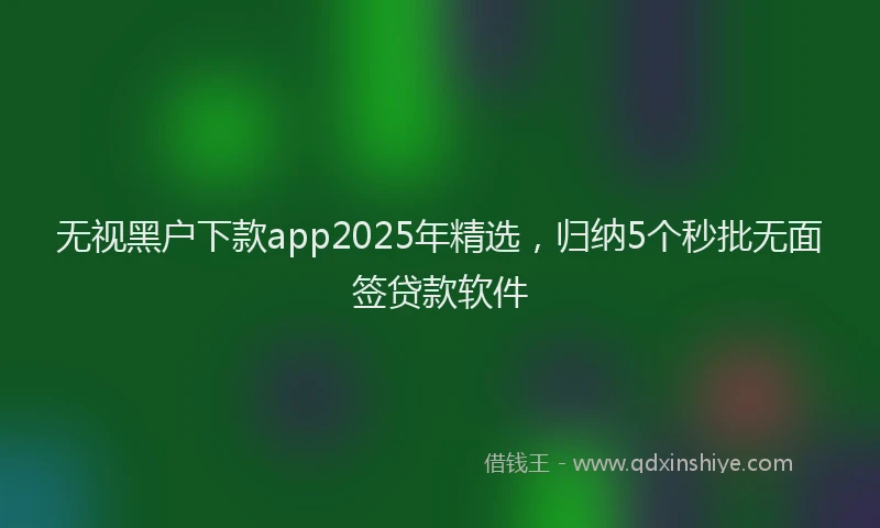 无视黑户下款app2025年精选，归纳5个秒批无面签贷款软件