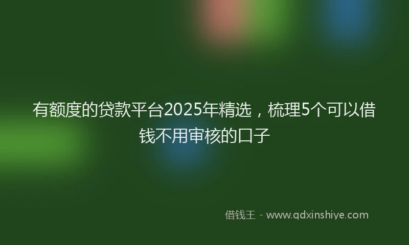 有额度的贷款平台2025年精选，梳理5个可以借钱不用审核的口子