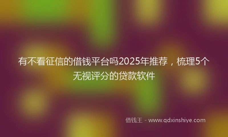 有不看征信的借钱平台吗2025年推荐，梳理5个无视评分的贷款软件