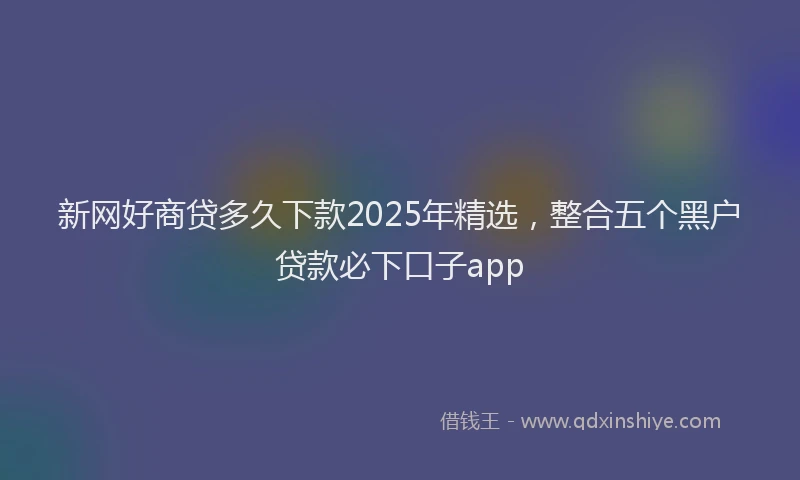 新网好商贷多久下款2025年精选，整合五个黑户贷款必下口子app