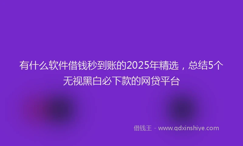 有什么软件借钱秒到账的2025年精选，总结5个无视黑白必下款的网贷平台