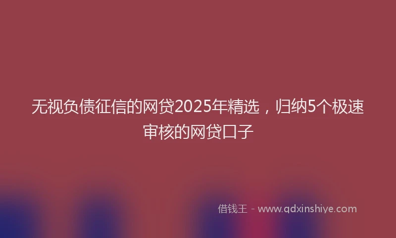 无视负债征信的网贷2025年精选，归纳5个极速审核的网贷口子