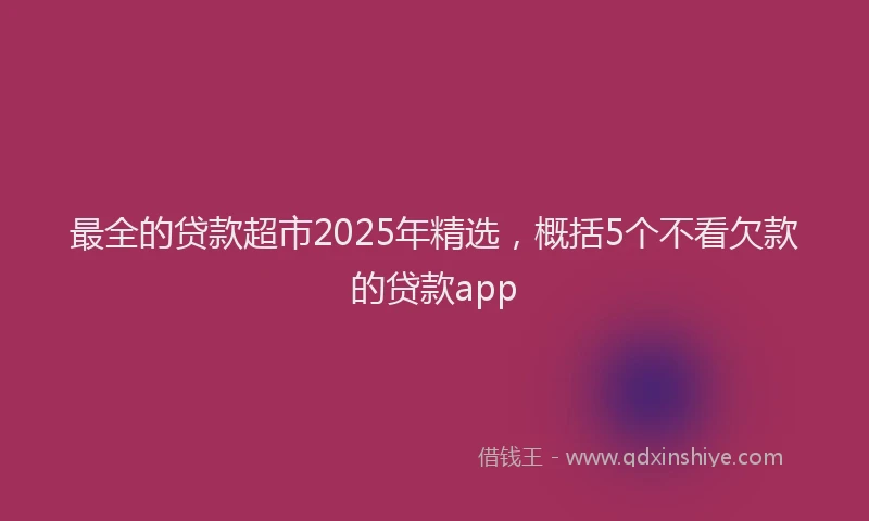 最全的贷款超市2025年精选，概括5个不看欠款的贷款app