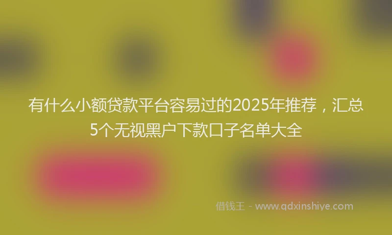 有什么小额贷款平台容易过的2025年推荐，汇总5个无视黑户下款口子名单大全
