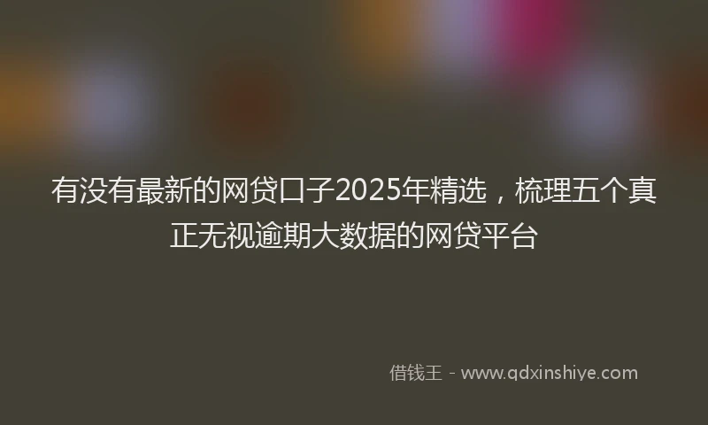 有没有最新的网贷口子2025年精选，梳理五个真正无视逾期大数据的网贷平台