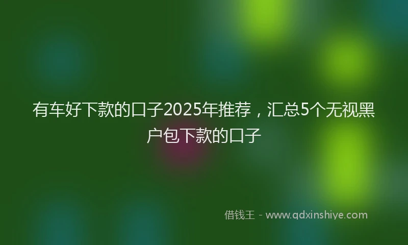 有车好下款的口子2025年推荐，汇总5个无视黑户包下款的口子