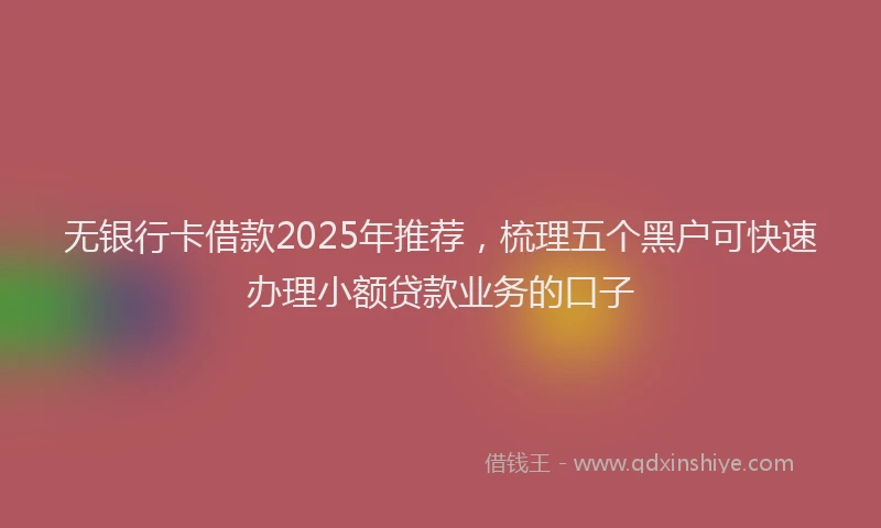 无银行卡借款2025年推荐，梳理五个黑户可快速办理小额贷款业务的口子