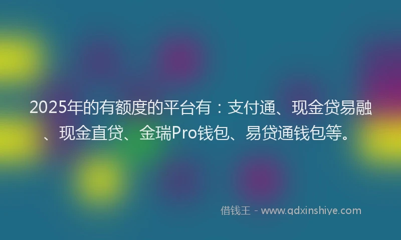2025年的有额度的平台有：支付通、现金贷易融、现金直贷、金瑞Pro钱包、易贷通钱包等。