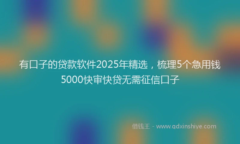 有口子的贷款软件2025年精选，梳理5个急用钱5000快审快贷无需征信口子