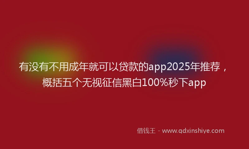 有没有不用成年就可以贷款的app2025年推荐，概括五个无视征信黑白100%秒下app