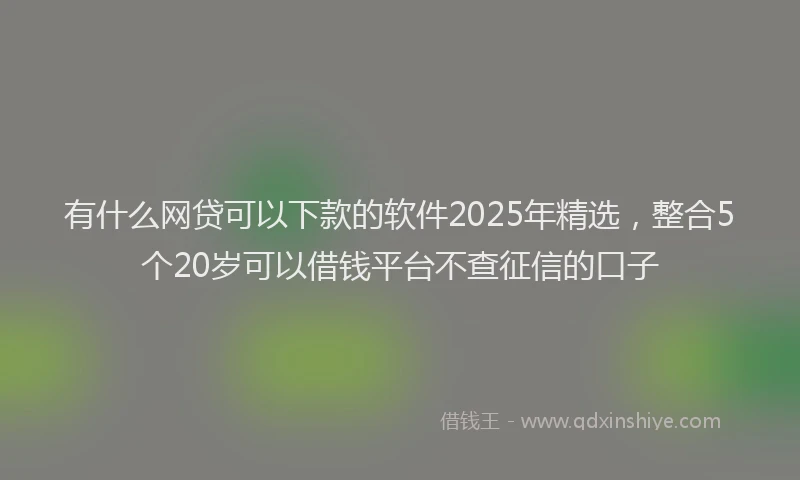 有什么网贷可以下款的软件2025年精选，整合5个20岁可以借钱平台不查征信的口子