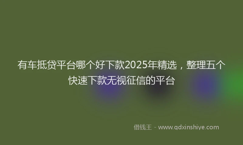 有车抵贷平台哪个好下款2025年精选，整理五个快速下款无视征信的平台