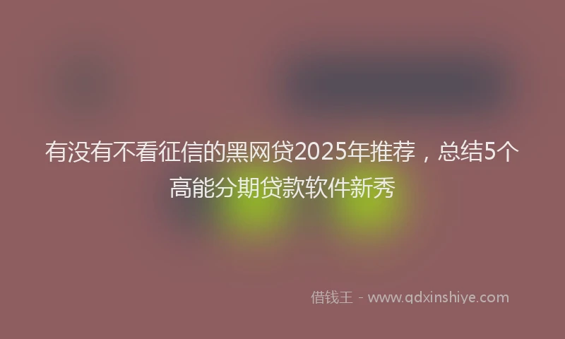 有没有不看征信的黑网贷2025年推荐，总结5个高能分期贷款软件新秀