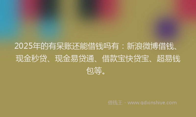2025年的有呆账还能借钱吗有：新浪微博借钱、现金秒贷、现金易贷通、借款宝快贷宝、超易钱包等。