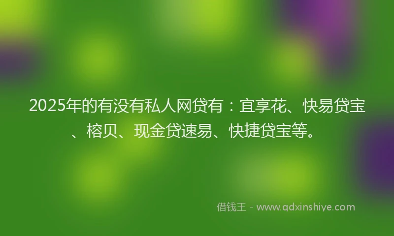 2025年的有没有私人网贷有：宜享花、快易贷宝、榕贝、现金贷速易、快捷贷宝等。