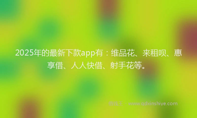 2025年的最新下款app有：维品花、来租呗、惠享借、人人快借、射手花等。