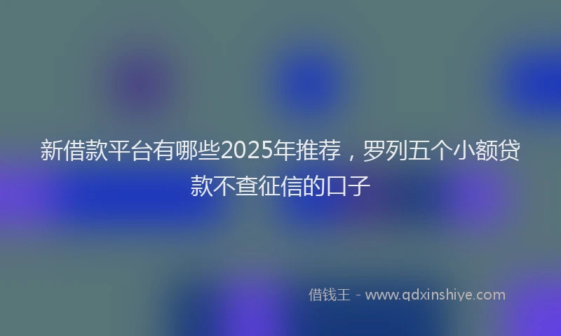 新借款平台有哪些2025年推荐，罗列五个小额贷款不查征信的口子