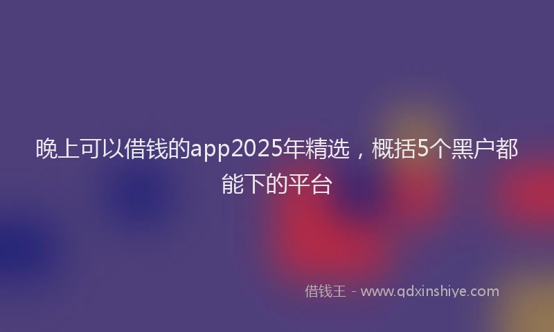 晚上可以借钱的app2025年精选，概括5个黑户都能下的平台