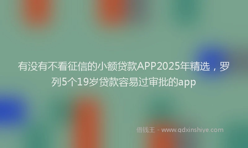 有没有不看征信的小额贷款APP2025年精选，罗列5个19岁贷款容易过审批的app