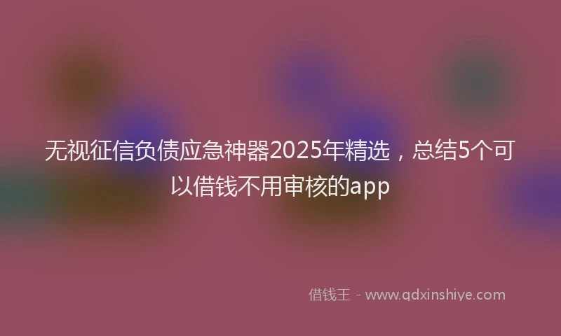 无视征信负债应急神器2025年精选，总结5个可以借钱不用审核的app
