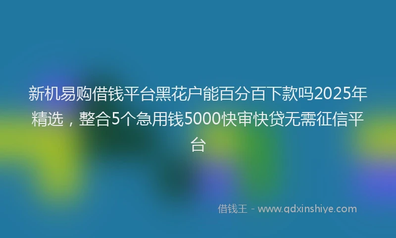 新机易购借钱平台黑花户能百分百下款吗2025年精选，整合5个急用钱5000快审快贷无需征信平台
