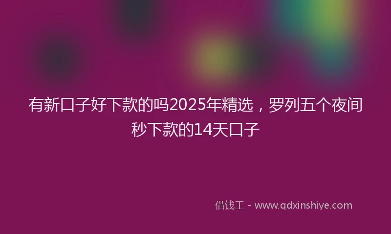 有新口子好下款的吗2025年精选，罗列五个夜间秒下款的14天口子