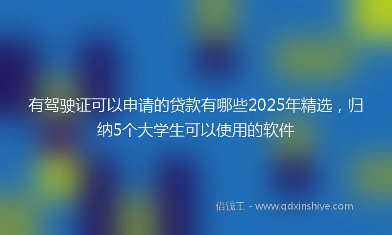 有驾驶证可以申请的贷款有哪些2025年精选，归纳5个大学生可以使用的软件