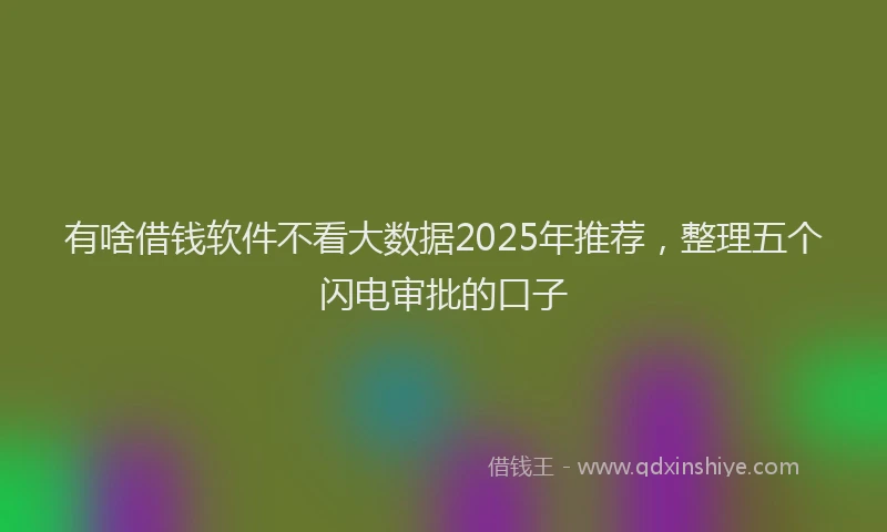 有啥借钱软件不看大数据2025年推荐，整理五个闪电审批的口子