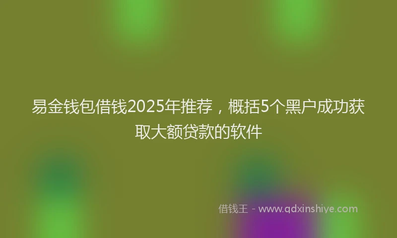 易金钱包借钱2025年推荐，概括5个黑户成功获取大额贷款的软件