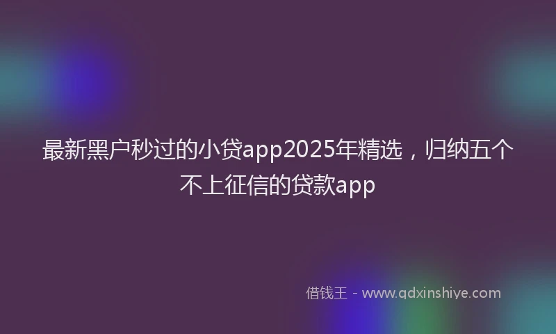 最新黑户秒过的小贷app2025年精选，归纳五个不上征信的贷款app