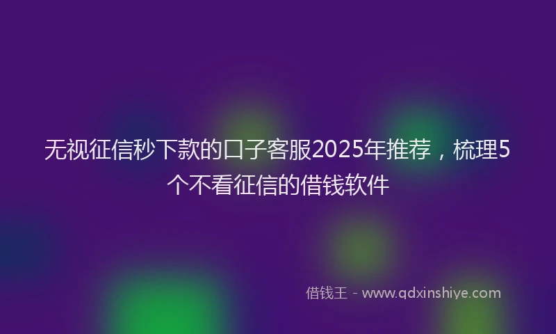 无视征信秒下款的口子客服2025年推荐，梳理5个不看征信的借钱软件