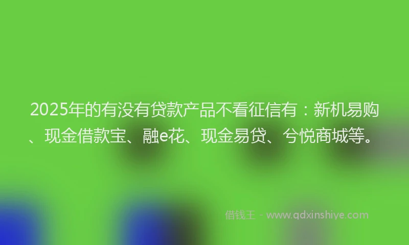 2025年的有没有贷款产品不看征信有：新机易购、现金借款宝、融e花、现金易贷、兮悦商城等。