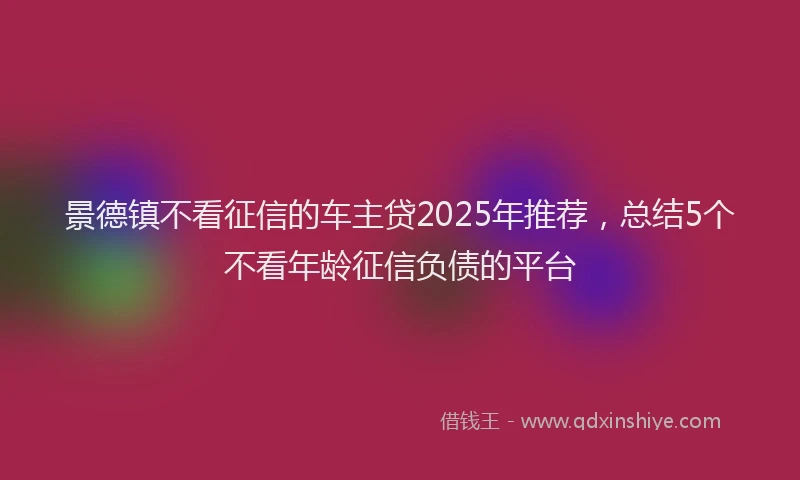 景德镇不看征信的车主贷2025年推荐，总结5个不看年龄征信负债的平台