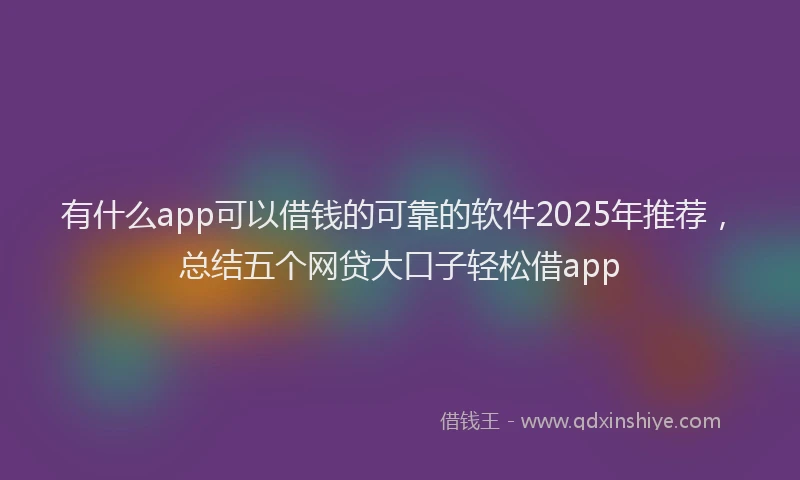 有什么app可以借钱的可靠的软件2025年推荐，总结五个网贷大口子轻松借app