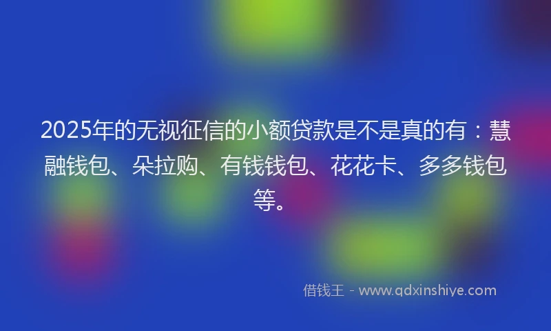 2025年的无视征信的小额贷款是不是真的有：慧融钱包、朵拉购、有钱钱包、花花卡、多多钱包等。