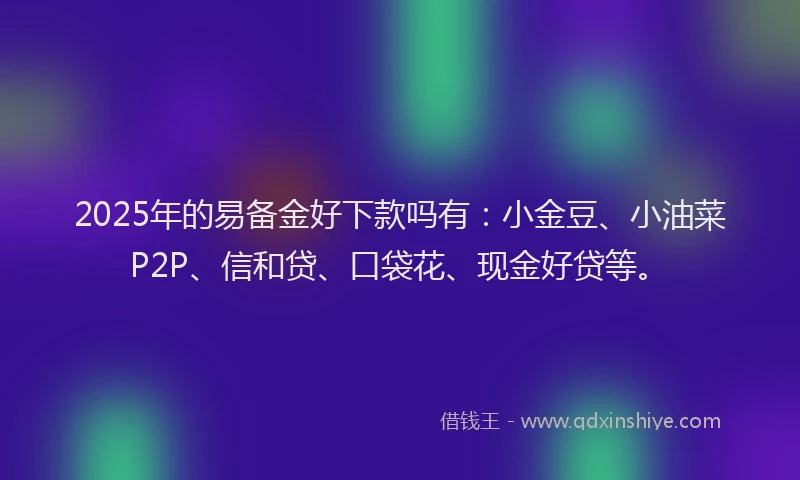 2025年的易备金好下款吗有：小金豆、小油菜P2P、信和贷、口袋花、现金好贷等。