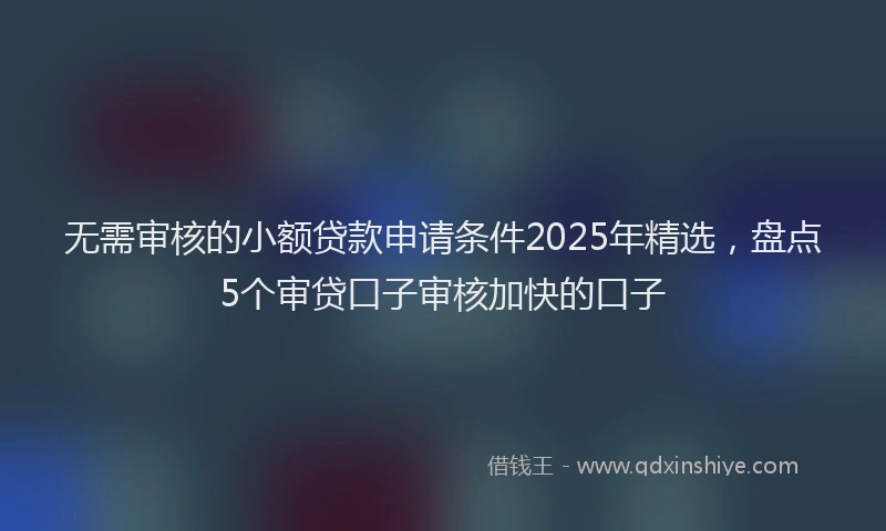 无需审核的小额贷款申请条件2025年精选，盘点5个审贷口子审核加快的口子