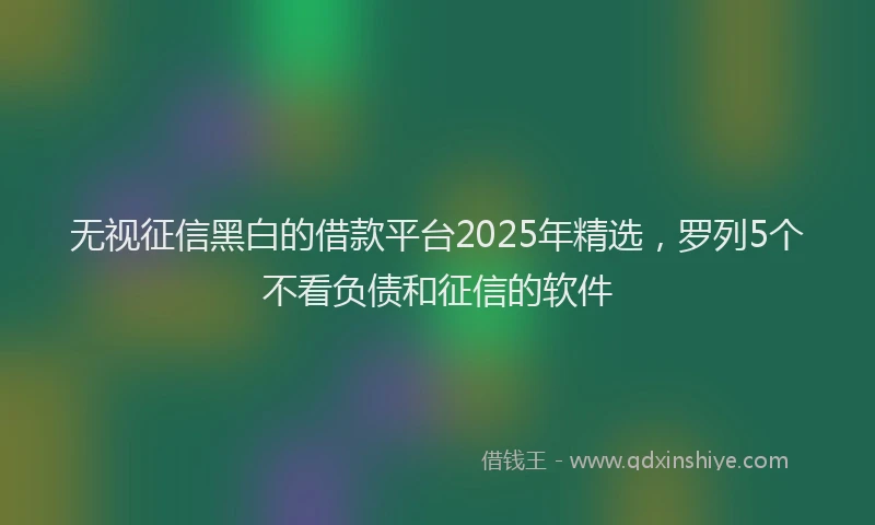 无视征信黑白的借款平台2025年精选，罗列5个不看负债和征信的软件