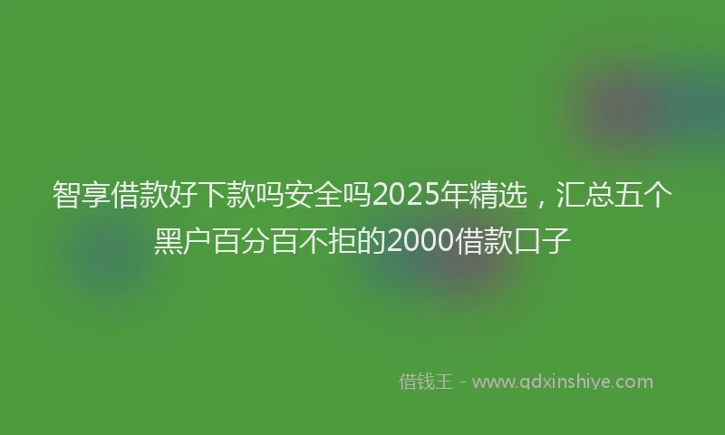 智享借款好下款吗安全吗2025年精选，汇总五个黑户百分百不拒的2000借款口子