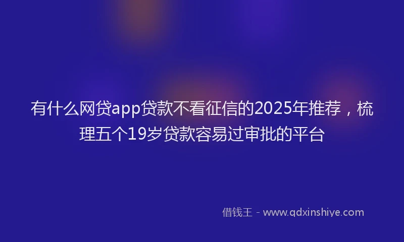 有什么网贷app贷款不看征信的2025年推荐，梳理五个19岁贷款容易过审批的平台