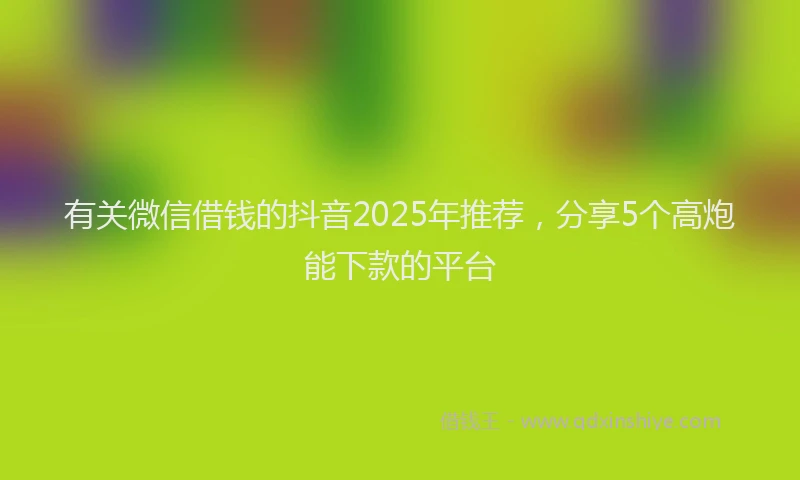 有关微信借钱的抖音2025年推荐，分享5个高炮能下款的平台