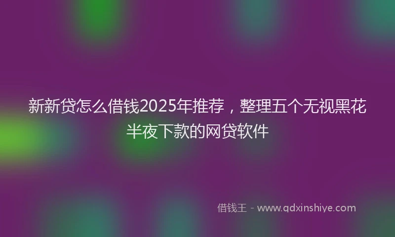 新新贷怎么借钱2025年推荐，整理五个无视黑花半夜下款的网贷软件