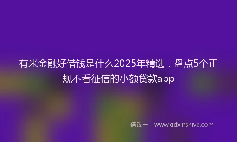 有米金融好借钱是什么2025年精选，盘点5个正规不看征信的小额贷款app