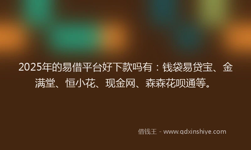 2025年的易借平台好下款吗有：钱袋易贷宝、金满堂、恒小花、现金网、森森花呗通等。