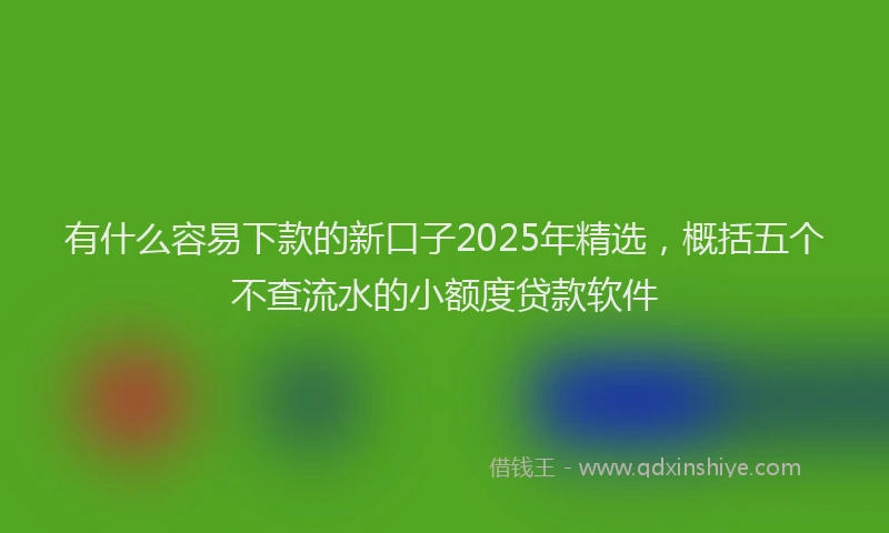 有什么容易下款的新口子2025年精选，概括五个不查流水的小额度贷款软件