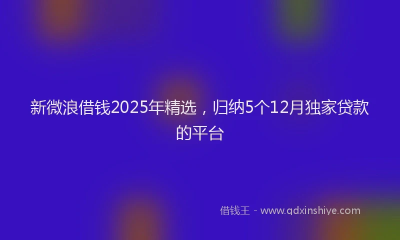 新微浪借钱2025年精选，归纳5个12月独家贷款的平台