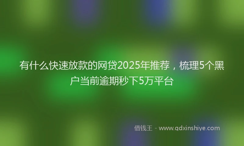 有什么快速放款的网贷2025年推荐，梳理5个黑户当前逾期秒下5万平台
